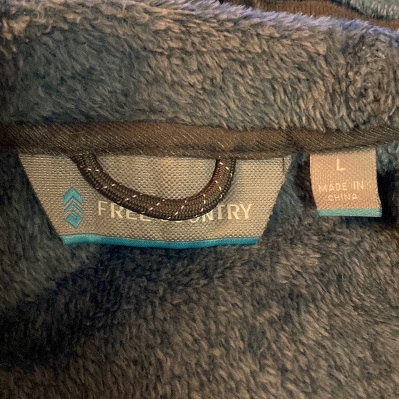 Free Country Plush Butter Pile Blue Soft Cozy Fleece Hooded Jacket Sz Large VGC - Picture 6 of 6